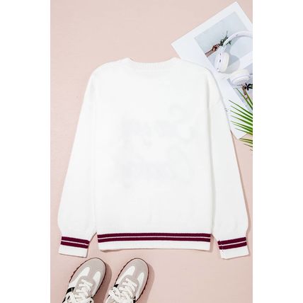 White See You Cowboy Embroidered Western Graphic Sweater