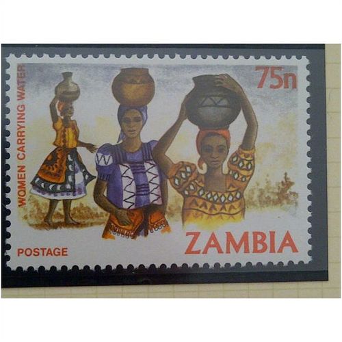 Zambia QEII 1983 75n Women Carrying Water Unmounted Mint NHM SG 349 Sc 251