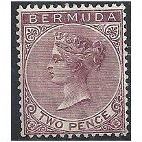 Bermuda 1893 SG26 2d Aniline Purple Wmk Crown CA Mounted Mint...