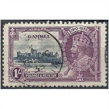 Gambia 1935 SG146 1/- Slate & Purple Silver Jubilee Fine Used . .