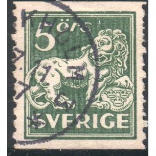 Sweden 1920 - SG96Bb - 5 ore green - Lion - used
