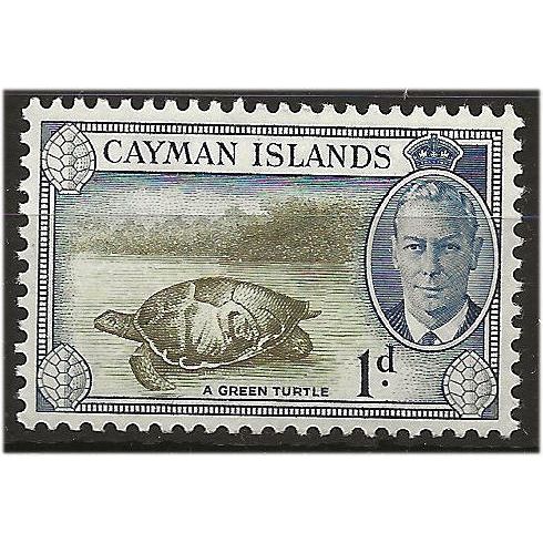 Cayman Islands 1950 SG137 1d Olive-Green & Deep Blue Mounted Mint .. ..