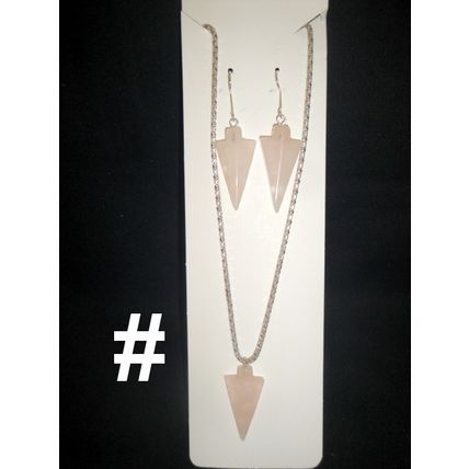 Gorgeous rose quartz arrow head earring and necklace set