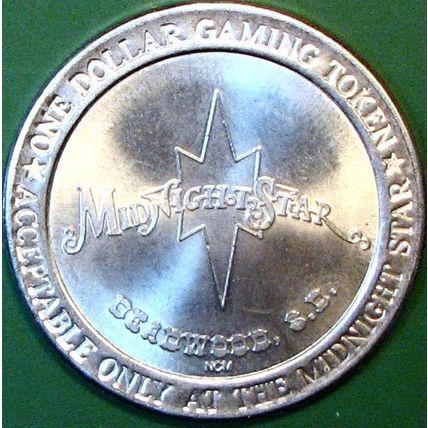 Midnight Star. $1 Casino Token. Deadwood, SD. F61.