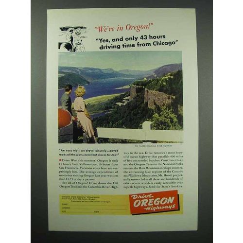 1941 Oregon Tourism Ad - Columbia River Highway