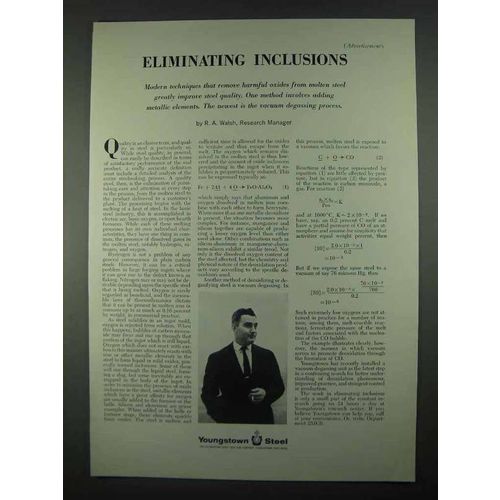 1967 Youngstown Steel Ad - Eliminating Inclusions