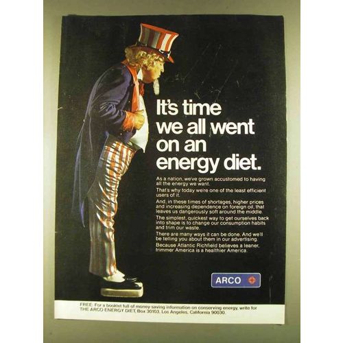1980 ARCO Oil Ad - Time we All Went on an Energy Diet