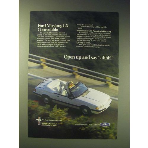 1989 Ford Mustang LX Convertible Ad - Open up and say ahhh