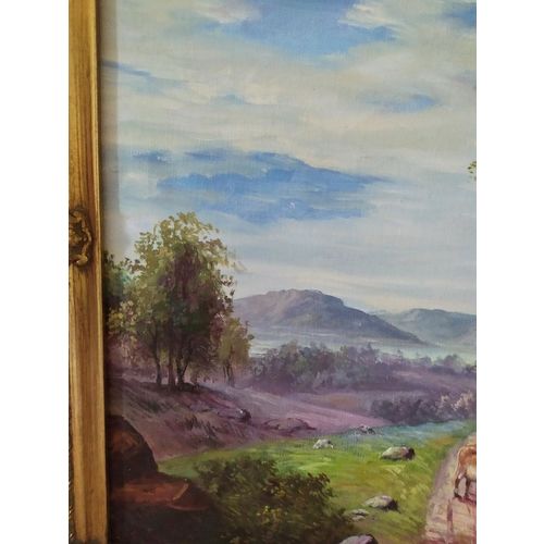 Oil on Canvas oil painting Cows animals Grazing Framed Oil on Canvas 04