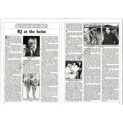 9599) Reginald John Thompson RJ Essex Newspaper Editor - c.1988 Article