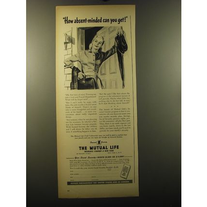 1950 The Mutual Life Insurance Ad - How absent-minded can you get