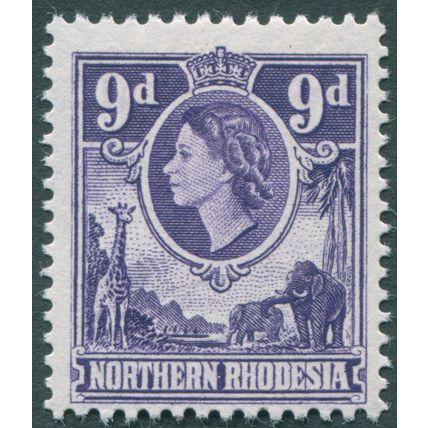 Northern Rhodesia 1953 9d violet SG 69 unused