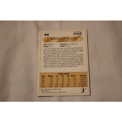 Anthony Black 1991 Jockey Star NO. 44