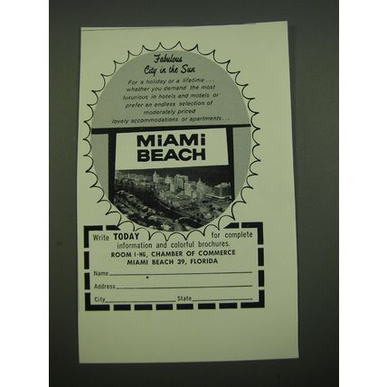 1962 Miami Beach Florida Tourism Ad - Fabulous city in the sun