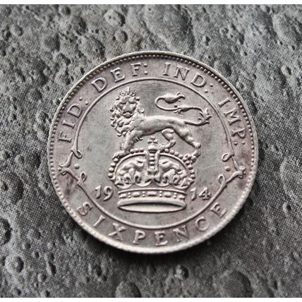 1914 George V Silver Sixpence 6d British English 92.5% A superb coin
