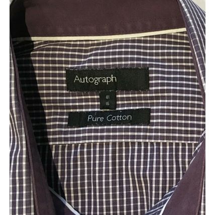 M&S AUTOGRAPH Purple and White Pure Cotton SHIRT approx 16" Neck - 44" Chest