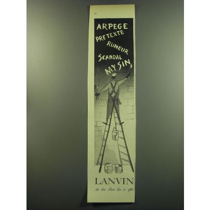 1949 Lanvin Perfume Advertisement - Arpege Pretexte Rumeur Scandal My sin