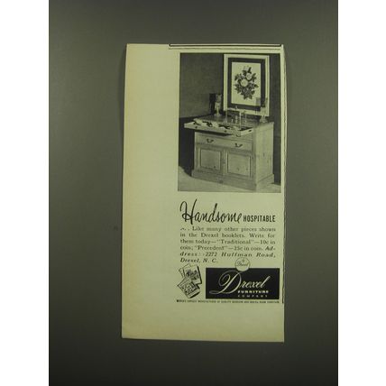 1949 Drexel Furniture Ad - Handsome hospitable