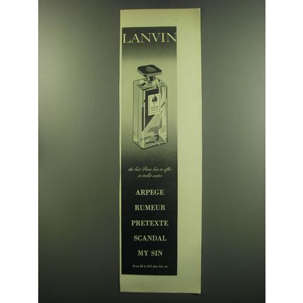 1949 Lanvin Perfume Ad - Lanvin the best Paris has to offer in toilet water
