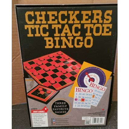Cardinal 3 Family Games Checkers Tic Tac Toe Bingo Ages 6+