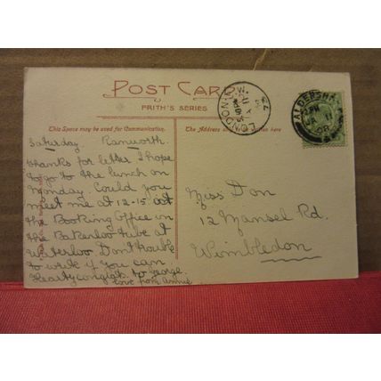 GLOUCESTER CATHEDRAL from S.W. used antique postcard by F Frith 1908 pm =