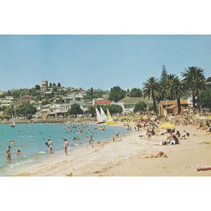 St Helens Beach Auckland Boats New Zealand Postcard