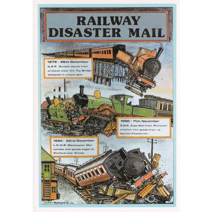 Railway Disaster Mail Train Crash Transport History Postcard