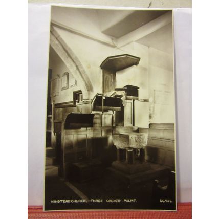3 decker pulpit, MINSTEAD CHURCH, NEW FOREST HAMPSHIRE unused vintage postcard =