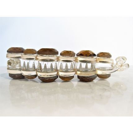 Golden rose clear art deco sparkly banana hair claw clip with rhinestones