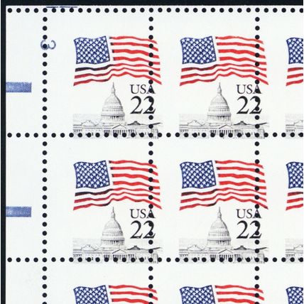 2114a, MNH 22¢ Flag Two Way Misperfed Freaky Error Pane of 100 - Stuart Katz