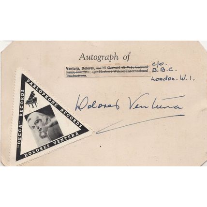 Dolores Ventura Australian Ragtime Pianist Antique Hand SIgned Card