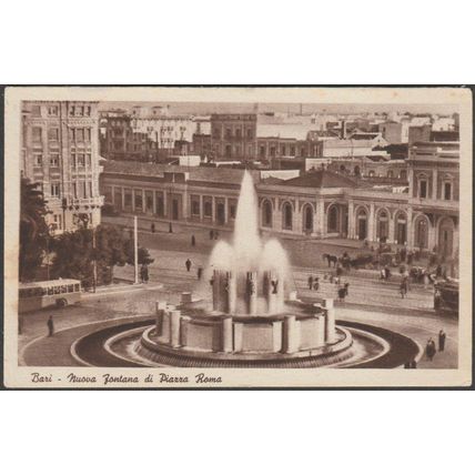 Nuova Fontana di Piazza Roma, Bari, c.1930s - EGCB Cartolina