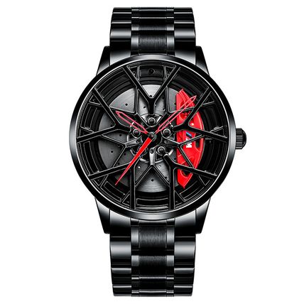 Men's Brake Disc Waterproof Reloj Hub Skeleton Luminous Real Spinning