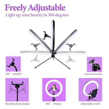 New Zacro 10" RGB Selfie Ring Light with Stand and Phone Holder