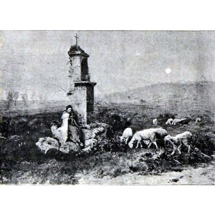 LA BERGERE 1893 Hippolyte Paul Vayson VICTORIAN PRINT