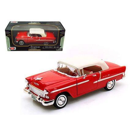 1955 Chevrolet Bel Air Convertible Soft Top Red 1/18 Diecast Car Model by Mot...