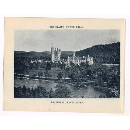 Balmoral From River Dee Balmoral Lochnagar Scotland 1900 Antique Print Picture