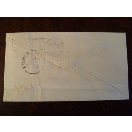 1872 GB QV 1d Red stamp plate no 141 AL cover Blackwood Eddleston Peebles