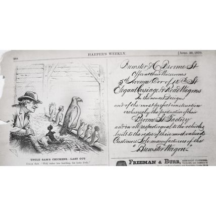 Uncle Sam's Chickens - Last Out. Harper's Weekly, April 30, 1870.
