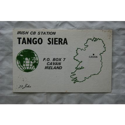 1987 QSL Card Irish CB Station Tango Siera, Cavan
