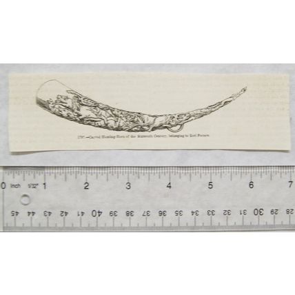 1860s engraving - carved hunting horn belonging to Earl Ferrers