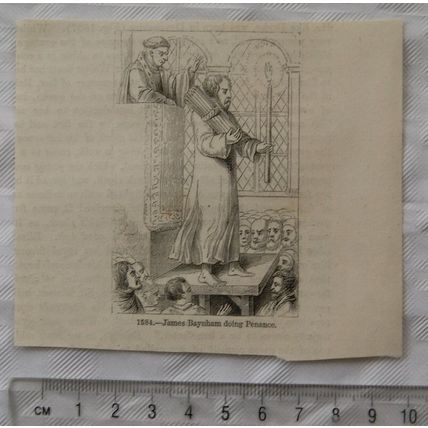 1860s engraving - James Baynham doing Penance