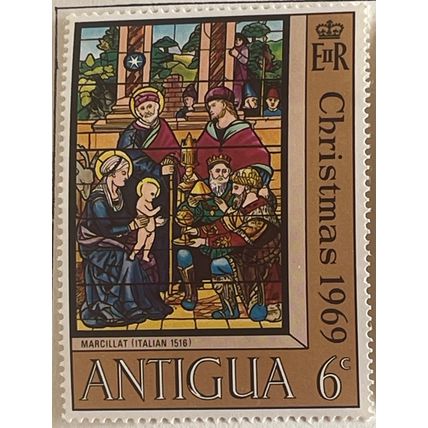 Antigua 1969 Christmas stained Glass Windows 6c Magi Mounted Mint MM SG252 stamp