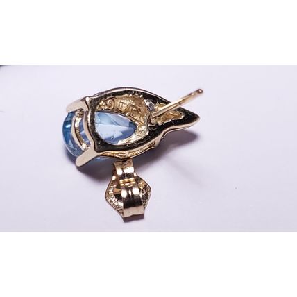 Estate 1.5ctw Natural Pear Topaz & Diamond 14Kt Yellow Gold Stud Earrings #22056