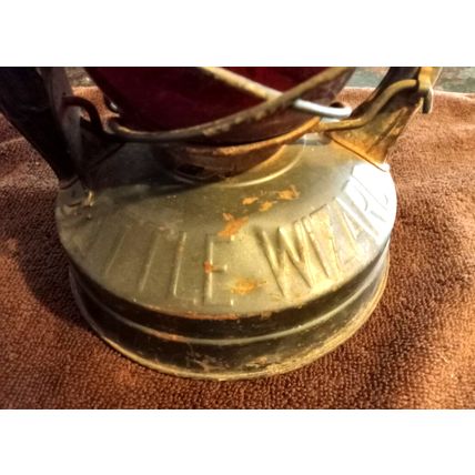Dietz Old Little Wizard Red Glass Globed Railroad Train Lantern 12" Tall