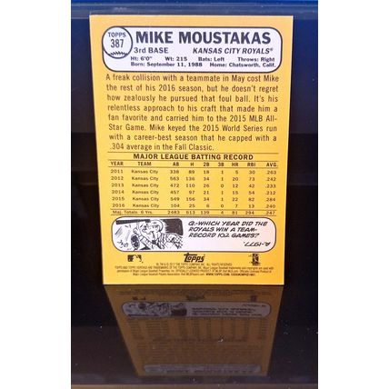 MIKE MOUSTAKAS 2017 TOPPS HERITAGE BASEBALL CARD #387