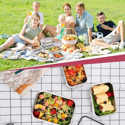 10 PC Square 304 Stainless Steel Food Containers with Lids, Airtight Bento Lunch