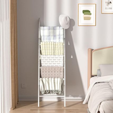 Honest Blanket Ladders for the Living Room, 6-Tier Blanket Holder, Wall-Leaning