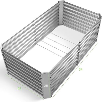 Land Guard 8×4×2 Ft Galvanized Raised Garden Bed Kit, Galvanized Planter Raised