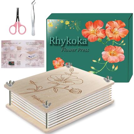 Rhykoka Professional Flower Press, 8 Layers 6.3X8.3 Inch (16X21Cm) Wooden Flower